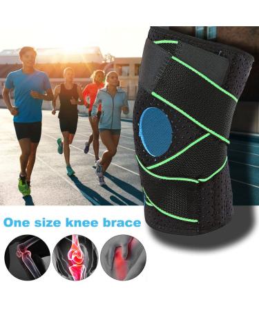 2 Pack Knee Brace with Side Stabilizers & Patella Gel Pads - Adjustable Support for Arthritis, Injury Recovery, Running - Green - Buy Online on GoSupps.com