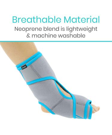 Vive Ankle Ice Pack Wrap - Adjustable Cold/Hot Compression Brace for Achilles Injuries, Tendonitis, Plantar Fasciitis - Muscle Sprain Relief - Gray - Buy Online on GoSupps.com