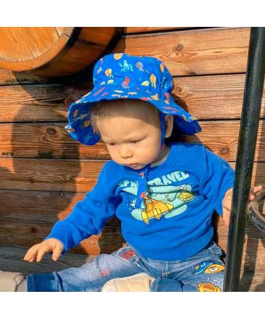 LACOFIA Toddler Baby Sun Hat - Wide Brim Kids Bucket Hat for Outdoor Beach Pool | Adjustable 6-24 Months | Unisex Summer Hat (Blue Octopus) - Buy Online on GoSupps.com
