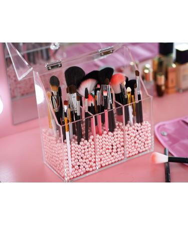 FOOCORDDY Clear Acrylic Makeup Brush Holder with Lid - Large Capacity Cosmetic Storage Organizer for Vanity - Buy Online on GoSupps.com