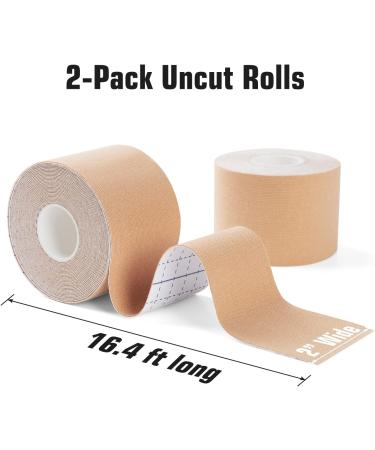 Weltroice Kinesiology Tape 2-Pack for Sports and Recovery | Water Resistant Latex Free Athletic Tape | Premium Elastic Cotton | 16.4FT Each Nude Color - Buy Online on GoSupps.com