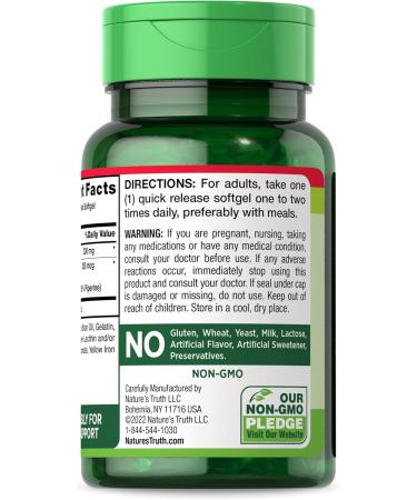 Nature's Truth CoQ10 200 mg Softgels - Enhanced Absorption Supplement with Black Pepper Extract | Non-GMO Gluten Free | 50 Count for Optimal Health - Buy Online on GoSupps.com