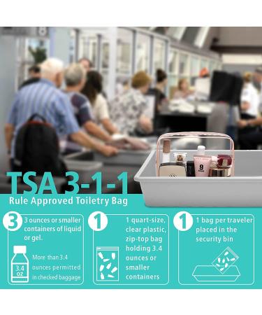 TSA Approved Clear Toiletry Bag 3 Pack - Rose Gold Quart Size Makeup Bags for Travel - Buy Online on GoSupps.com