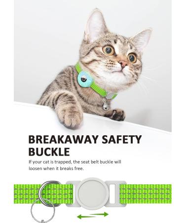 Reflective Airtag Cat Neck Band - Light Tracker Collars for Kittens & Young Cats with Bell | Green Design - Buy Online on GoSupps.com
