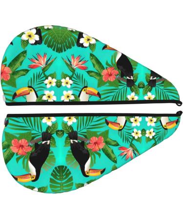 Tropical Birds Coral Velvet Quick-Dry Hair Cap | Travel & Home Hair Towel for Men & Women - Shop Now - Buy Online on GoSupps.com