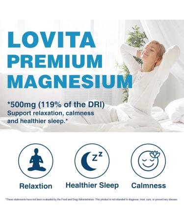 LOVITA Triple Magnesium Complex 500mg High Absorption and Potency Formula Glycinate Citrate & Oxide Support Sleep Relaxation Heart Nerves & Bone Health 180 Vegan Capsules 180 Count (Pack of 1) New Package - Buy Online on GoSupps.com