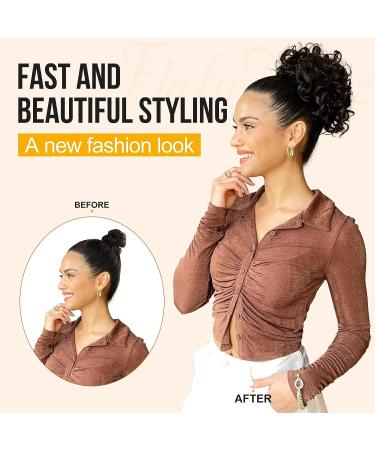 Flufymooz Messy Bun Hairpiece for Women | Elastic Drawstring Large Curly Bun Scrunchie | Synthetic Hair Extensions in Golden Blonde - Buy Online on GoSupps.com
