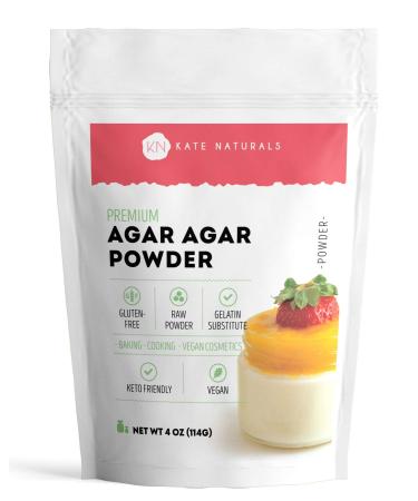 Agar Agar Powder for Vegans, Baking, and Petri Dishes (4oz) - Kate Naturals. Substitute Unflavored Gelatin Powder & Thickener for Vegan Jello & Gelatin Sheets. Keto-Friendly, Non-GMO & Gluten Free