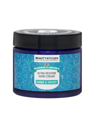 Beauty Kitchen SeaHorse Plancton+ Ultra Restore Hand Cream 60ml - Vegan and Organic with Microalgae for Soft Skin and Instant Relief from Dryness - Eco -Friendly Intensive Hand Cream Ultra Restore Hand cream