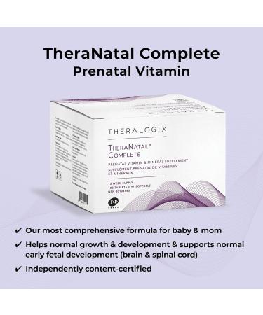 Theralogix - TheraNatal Complete - Prenatal Vitamin & Mineral Supplement - Core Nutrients with DHA Vitamin D3 Folate Iodine Choline Iron Vitamin B6 & More - 182 Tablets + 91 Softgels - Buy Online on GoSupps.com