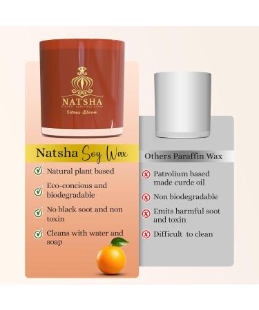 Buy NATSHA Soy Wax Candle - Long-Lasting Non-Toxic Clean Burning | Citrus Bloom & Rose - International Shipping Available - Buy Online on GoSupps.com