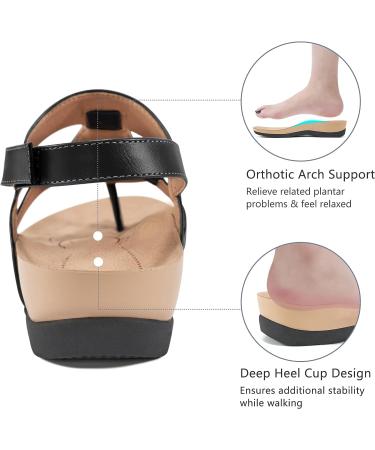 Women's Orthotic Flip Flops: FUDYNMALC Comfortable Plantar Fasciitis Sandals - Arch Support, Black, Size 9 - Buy Online on GoSupps.com