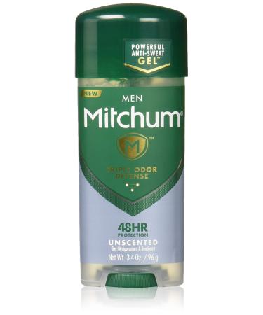 Mitchum Antiperspirant Deodorant Stick for Men Triple Odor Defense Gel 48 Hr Protection Dermatologist Tested Alcohol Free Unscented 3.4 oz green Unscented 3.4 Ounce (Pack of 1)