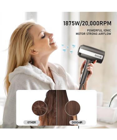 DOOAIR Professional Ionic Hair Dryer with Diffuser - 1875W Powerful Fast Dry - 3 Heating/2 Speed Settings - Blue-Black - Buy Online on GoSupps.com
