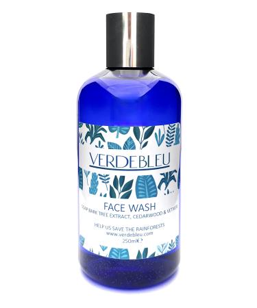 Verdebleu - 99% Natural Face Wash - Aloe Vera Cedarwood Vetiver. No Sulfates/Parabens No Soap. pH 5.5 Sensitive Skin. We Donate 5% of Profit to Save the Rainforest. 250ml