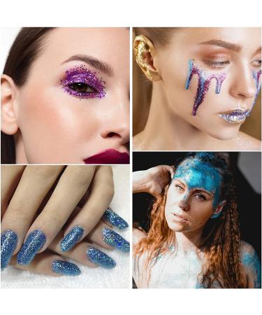 Buy Aslanka 140g Holographic Blue Glitter Powder for Nail Art Epoxy Resin Eyeshadow & DIY Projects - Vibrant Colorful Iris Glitter - Buy Online on GoSupps.com
