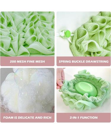 2PCS Luffa Sponges - 2 in 1 Fine Mesh Shower Loofah & Soap Storage Washcloth - Ideal Bath Sponge with Drawstring for Ultimate Cleanliness - Buy Online on GoSupps.com