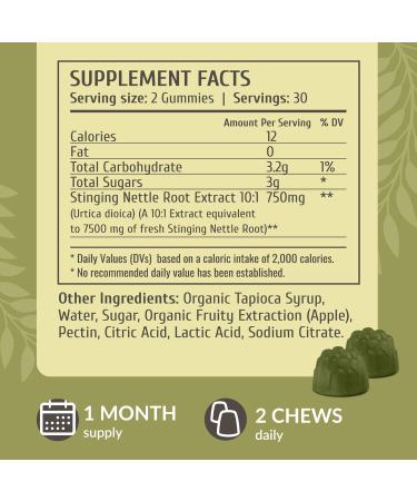 HERBAMAMA Stinging Nettle Gummies - 7500mg Stinging Nettle Root Extract for Urinary Tract Support for Women & Men - Vegan Non-GMO Urtica Dioica Supplement - 60 Pectin-Based Apple-Flavored Chews - Buy Online on GoSupps.com
