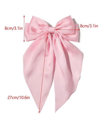 2pcs Large Satin Hair Bow Clips for Women & Girls | Neon Pink with Long Tails | Alligator Clips | Bridal Bachelorette Party Hair Accessories - Buy Online on GoSupps.com