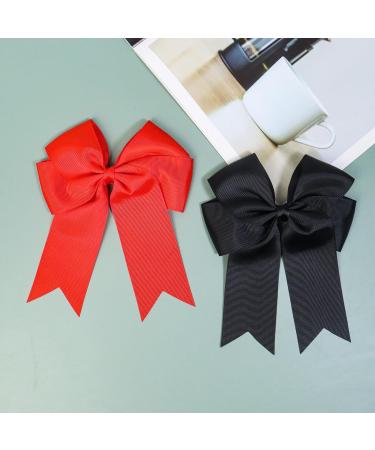 2 Pack 6 inch Bow Hair Clips Large Hair Bow Hair Barrette Clips for Women Girls Red Hair Bows(Black Red) - Buy Online on GoSupps.com