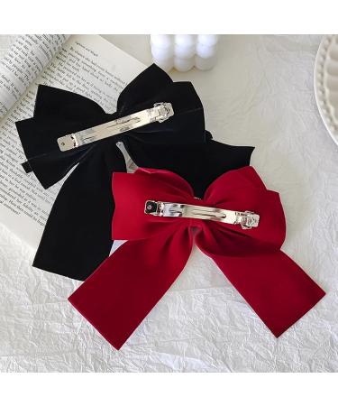 Hair Ribbon Hair Bow Clips Velvet Hair Bows for Women 2PCS Velvet Bow Clip 6.3 Inch Soft Velvet Ribbon Bows for Hair French Velvet Bow Hair Clip for Girls - Buy Online on GoSupps.com