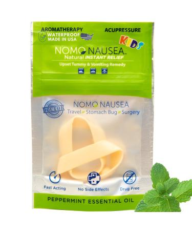 NoMo Nausea Kids Instant Relief Waterproof Bands for Children Who Get Car & Sea Sick Peppermint Essential Oils and Acupressure Motion Sickness Chemotherapy Stomach Aches Cold and Flu Bracelet.