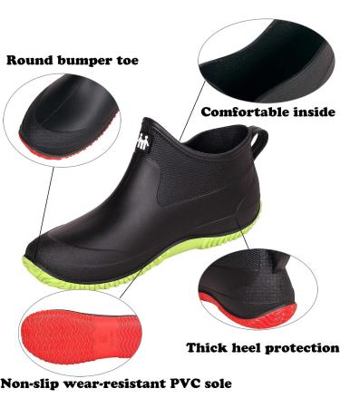 Celanda Waterproof Rain Boots for Women - Non-Slip Ankle Garden Boots for Camping, Lawn Care & Gardening - Size 6.5 Black/Green - Buy Online on GoSupps.com