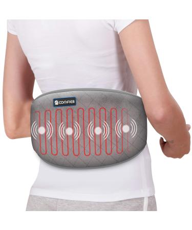Comfier Heating Pad with Massager, Heated Waist Massage Belt for Back Pain with 2 Heat Levels & 3 Massage Modes, Heating Pads for Cramps,Abdominal, Lumbar,Fit for Women,Men(Gray)