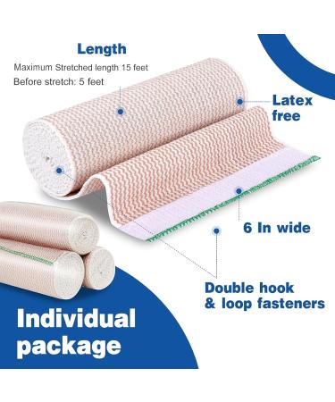 AZEN Premium 2 Pack Elastic Bandage Wrap - 6 Inch Compression Bandage for Legs Ankle Knee & Tummy | Latex-Free Lymphedema Support - Buy Online on GoSupps.com