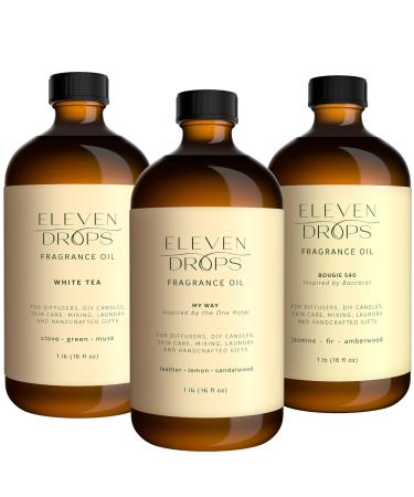 Bougie 540 + My Way + White Tea Fragrance Oil Trio Premium 16 oz Oils for Diffusers Candle Making Soap Laundry & Home Scent Non-Diluted USA Made IFRA Compliant Vegan & Long Lasting