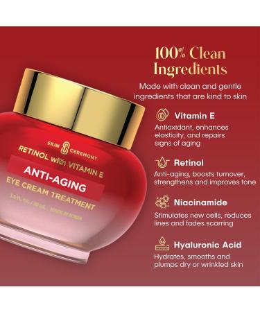 Skin Ceremony Retinol & Vitamin E Eye Cream Dermatologist Tested Anti Aging Korean Skin Care Smooths Fine Lines Firms Depuffs Hydrates Under Eyes Vegan Clean Beauty 1 Fl Oz - Buy Online on GoSupps.com
