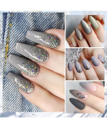Kastiny 9Pcs Elegant Grey Gel Nail Polish Kit with Base, Glossy & Matte Top Coat Set - DIY Manicure Kit for New Year or Valentine's Day Gift - Buy Online on GoSupps.com