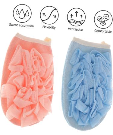2pcs Exfoliating Gloves for Shower | Double-Sided Loofah | Blue & Pink - Remove Dead Skin & Enhance Your Skincare Routine - Buy Online on GoSupps.com