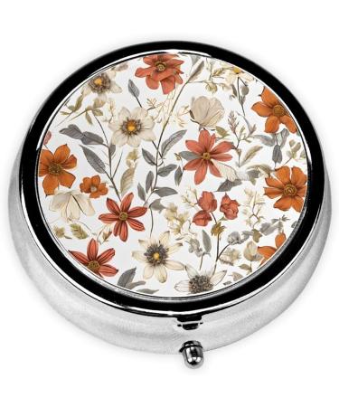 Retro Flower Printed Mini Round Pill Box | 3 Compartment Travel Organizer | Portable Pill Case for Home & Office - Buy Online on GoSupps.com