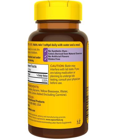 Nature Made Biotin 1000 mcg Softgels - Supports Hair & Skin Health - 120 Day Supply - Buy Online on GoSupps.com
