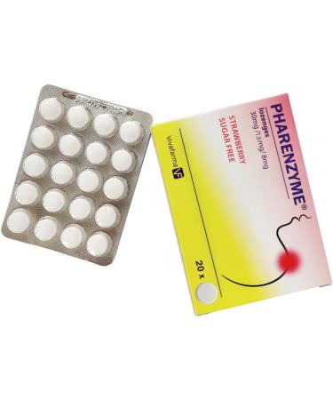 PHARENZYME Strawberry Lozenges - 20 Count | Sore Throat Relief | Enzyme-Active Formula - International Shipping Available - Buy Online on GoSupps.com