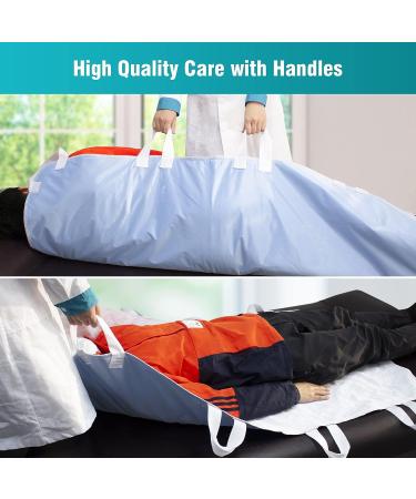 Extra Large Washable Bed Pad with 8 Handles | 34 x 52 4-Layer Leakproof Underpad for Incontinence | Reusable Chucks Pad (Blue) - 1 Pack - Buy Online on GoSupps.com