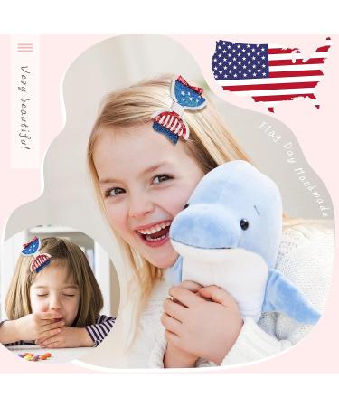 6PCS 4th of July Glitter Hair Bows Clips - Patriotic Stars and Stripes Barrette Alligator Clips Girls Accessories - Buy Online on GoSupps.com