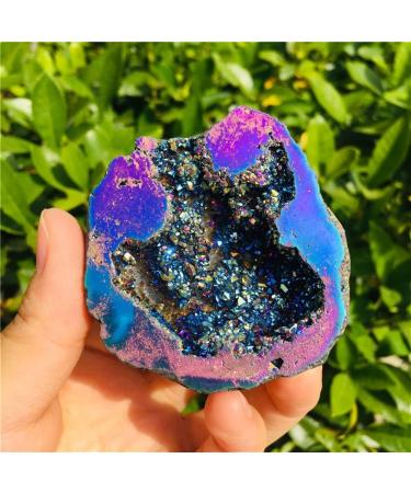 Specimen Natural Agate Geode Slice Quartz Electroplated Cluster Crystal Points - Buy Online on GoSupps.com