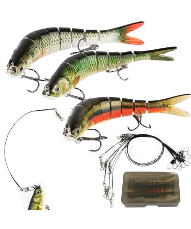 3 pieces Wobbler Hecht Kader Set Kauber in Box Angelk der Swimbait for predatory fish fishing multi -part with joint for realistic run 13.5cm 27g slow