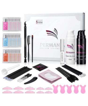 PERMANIA Lash Lift Kit,Black Hair Color and Lift 4 In 1,Eyelash & Brow Perm with Black Color Lasts For 6-8 Weeks(Black+25PCS Tool) Black+25Tools