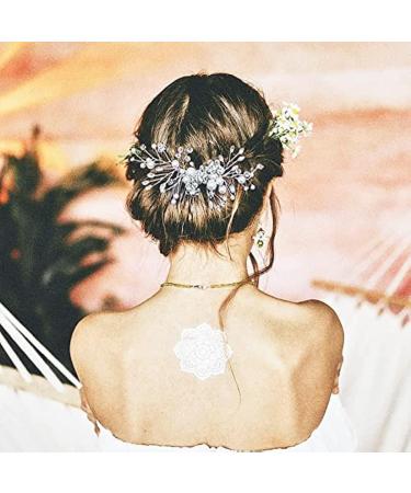 Bridal Flower Side Hair Clips Pearl Flower Hair Piece Wedding Hair Accessories for Brides Bridesmaid Girls Women - Buy Online on GoSupps.com
