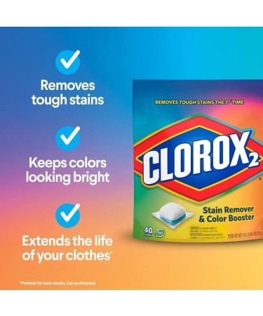 Clorox2 Stain Fighter & Color Booster 40 ct - Multi-Purpose Stain Remover for Bright Colors | International Shipping Available - Buy Online on GoSupps.com