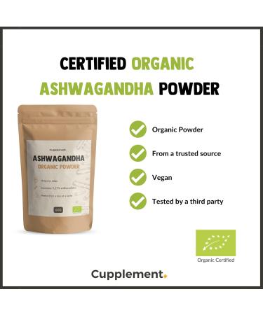 Cupplement | Ashwagandha | Powder | 60g | Organic | Adaptogen | Natural | Withanolides | Free Scoop - Buy Online on GoSupps.com