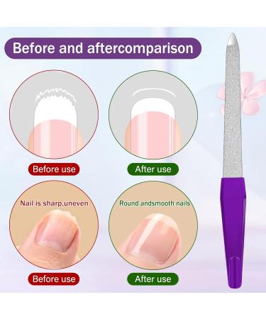 6-Piece Manicure Nail Files Set - Double-Sided Metal File for Natural Nails & Toenails - Purple Non-Slip Handle - Buy Online on GoSupps.com