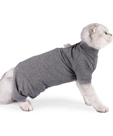 Lianzimau Long Sleeve Cat Recovery Suit - M New Grey | Post Surgery Spay Vest for Cats, Abdominal Wound Healing, Skin Diseases - E-Collar Alternative - Buy Online on GoSupps.com