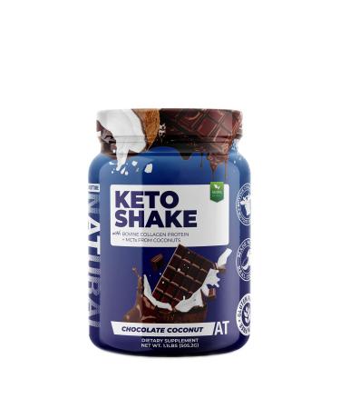 About Time Keto Shake with Bovine Collagen Protein + MCTs from Coconuts - 19g Fat, 11g Protein, 5g Net Carbs - Chocolate Coconut, 1lb Jar