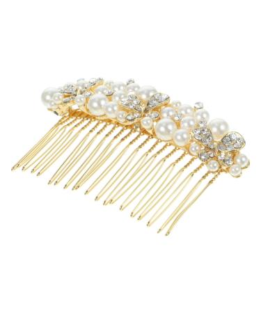 DOITOOL Alloy Rhinestone Hair Comb Pearl Headpiece Wedding Side Comb Bridal Headdress Diamond Hair Clips Tiara Bridal Hair Comb Accessories Rhinestones Flower Girl Bridesmaid