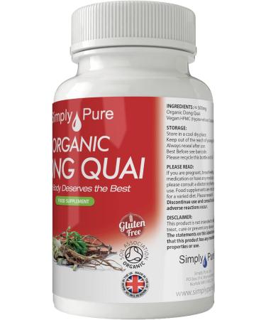Simply Pure Organic Vegan Dong Quai Capsules x 90 100% Natural Soil Association Certified 500mg, Gluten Free, GM Free - Buy Online on GoSupps.com