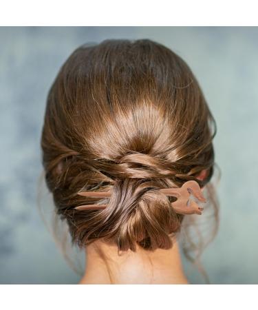 minkissy U Shape Wooden Hair Sticks Handmade Carved Ebony Sandalwood French Hair Forks with Cute Fox Design 2-prong Vintage Wood Hair Pins for Women Chignon Bun Updo Hairstyle - Buy Online on GoSupps.com